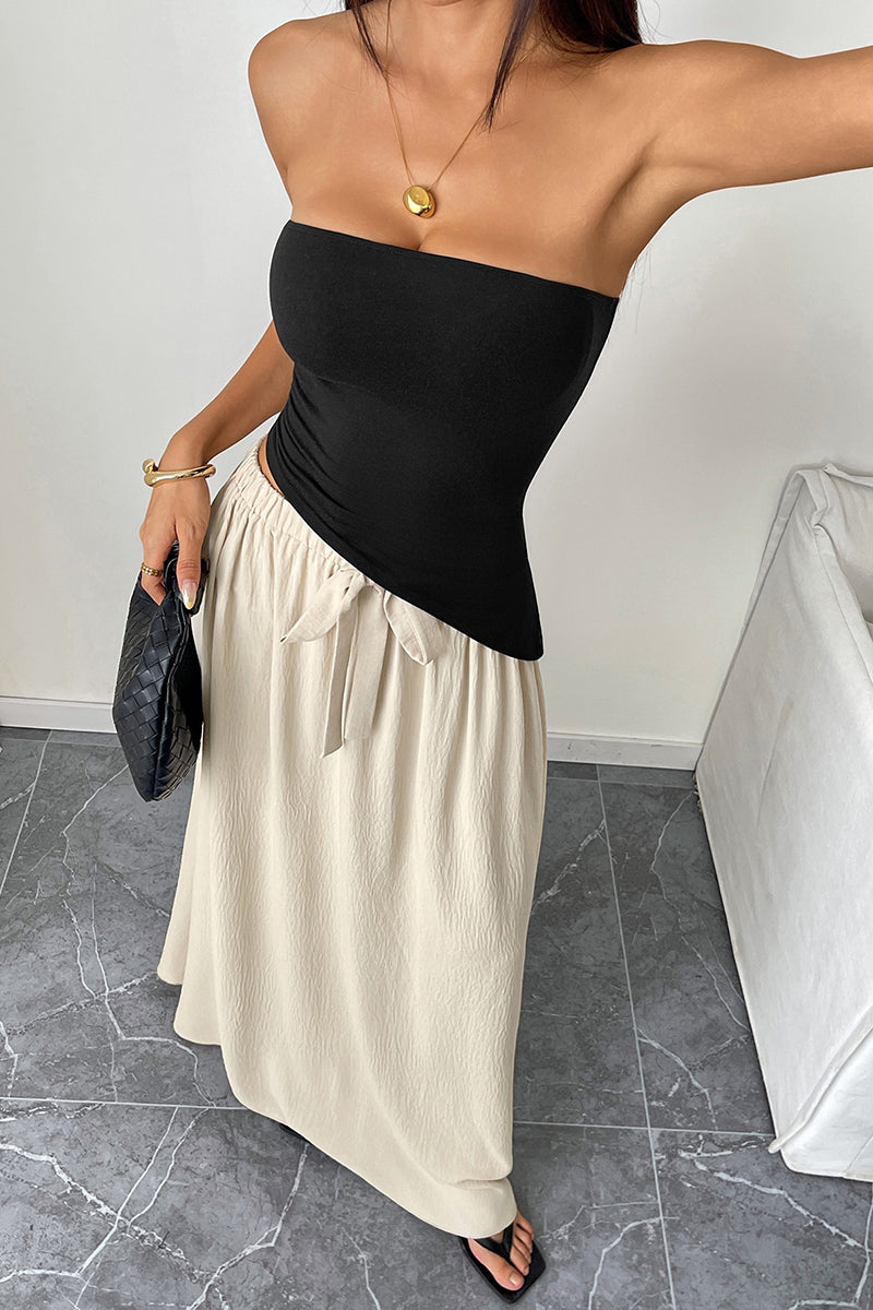 Strapless Asymmetrical Top and Skirt Set