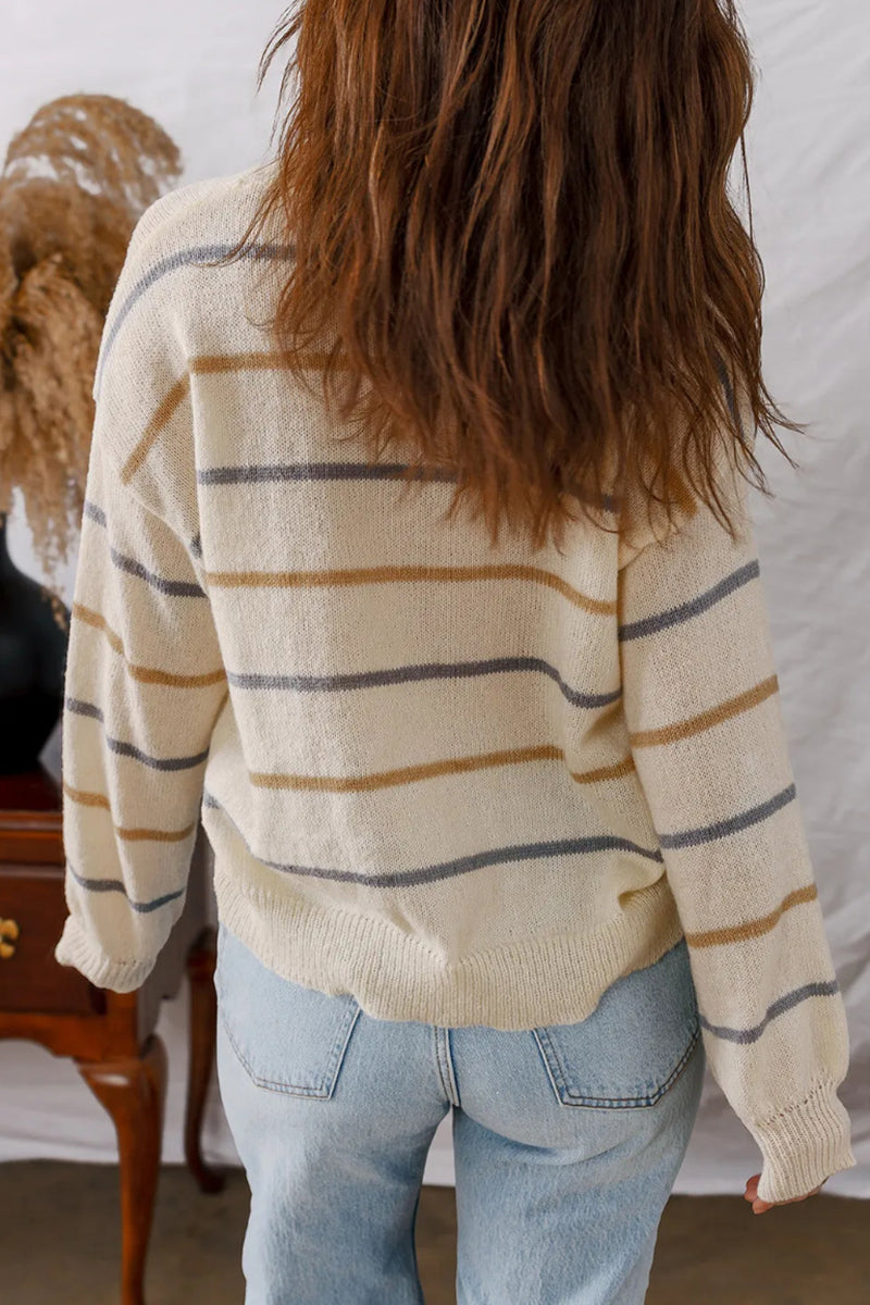 Casual Striped Knit Sweater