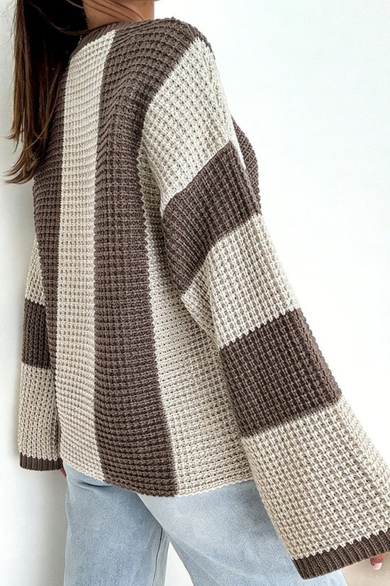 Striped Waffle-Knit Sweater