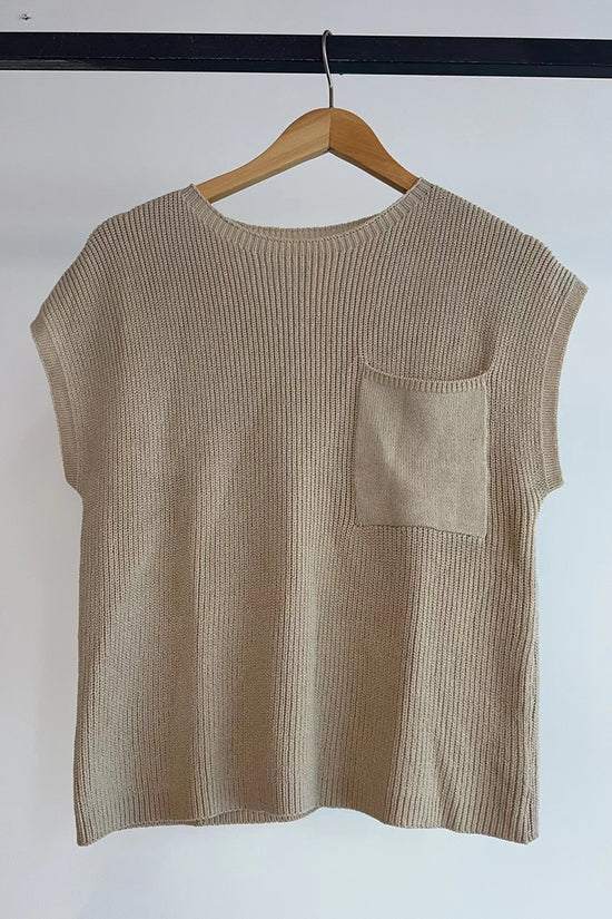 Relaxed Knit Sweater Vest with Pocket
