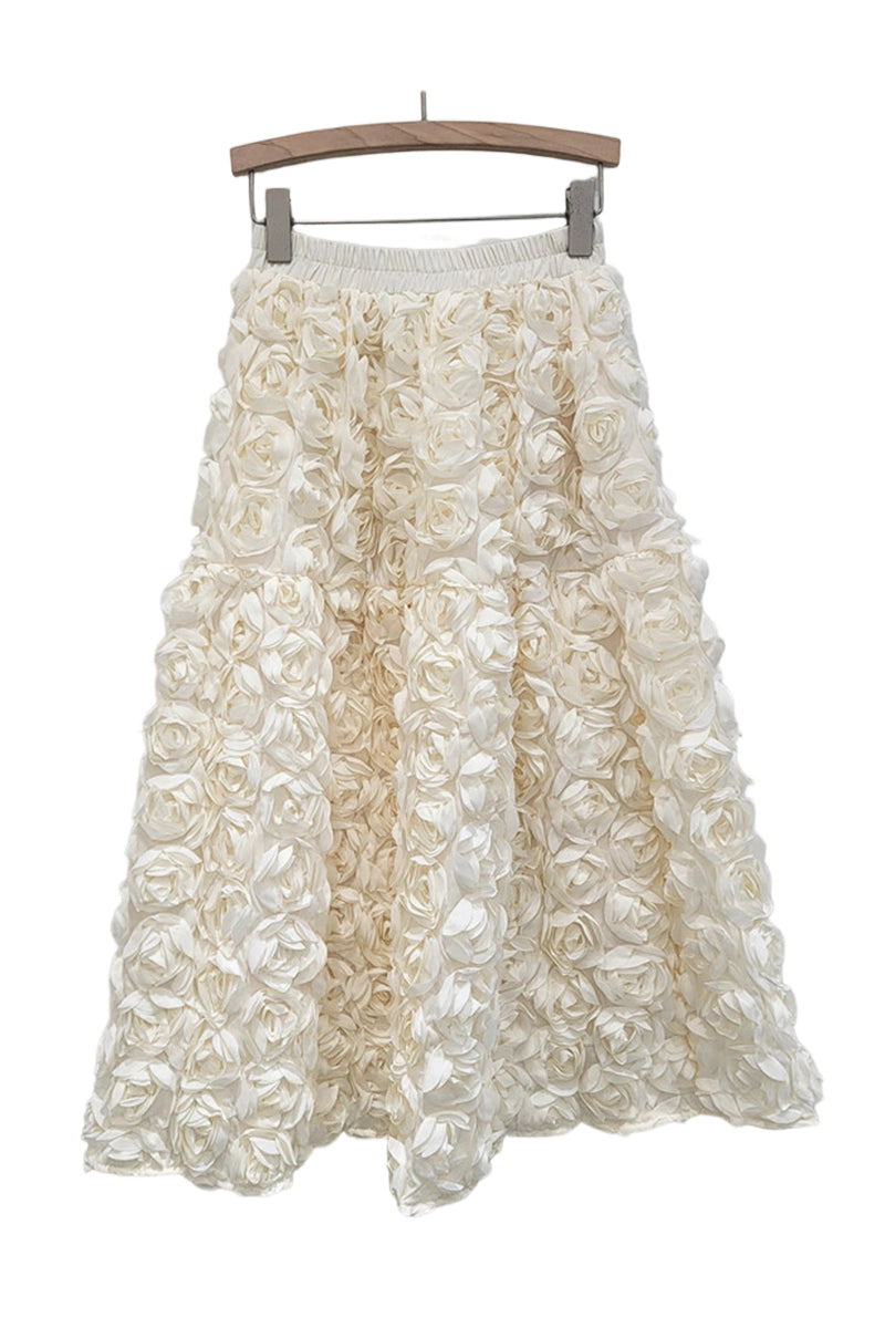 Floral Applique Midi Skirt