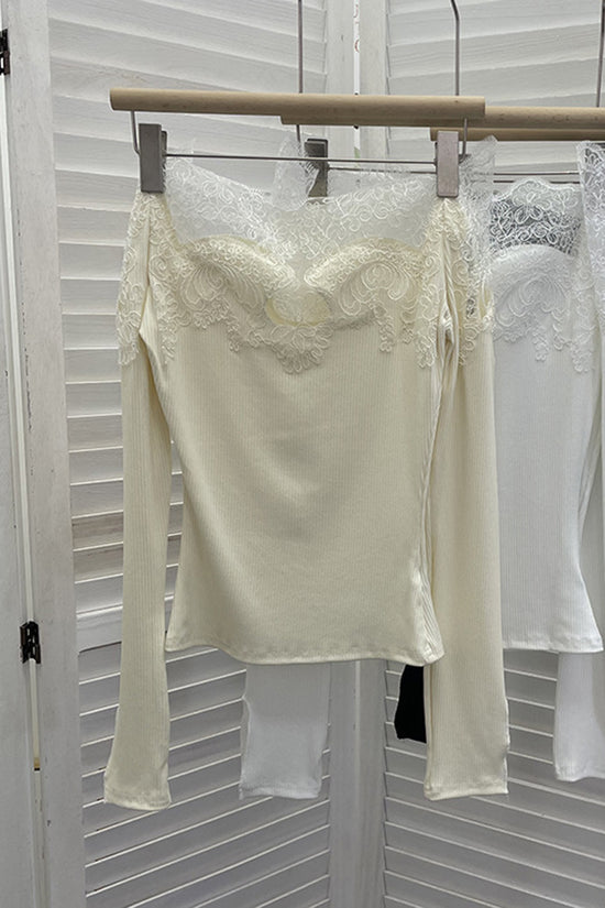 Lace Detail Long Sleeve Bodycon Top