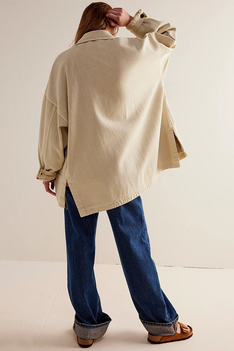 Oversized Denim Jacket with Pocket Detail