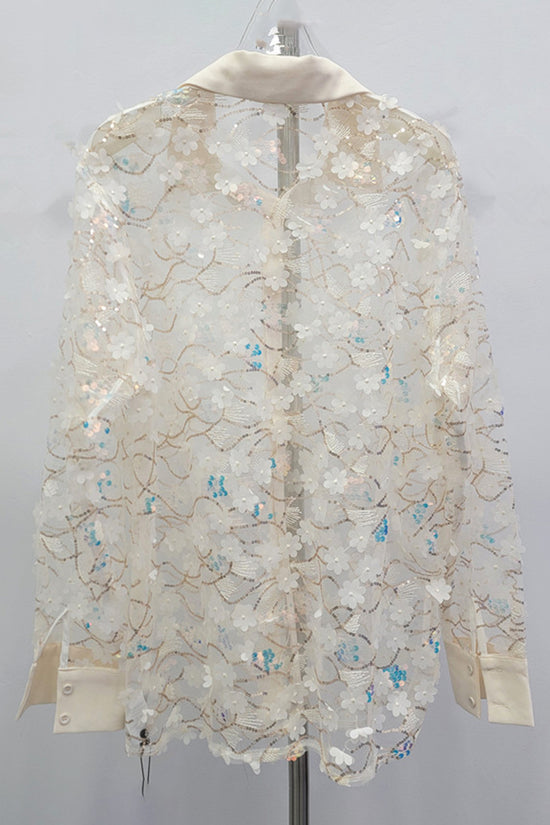 Floral Sheer Button-Up Blouse