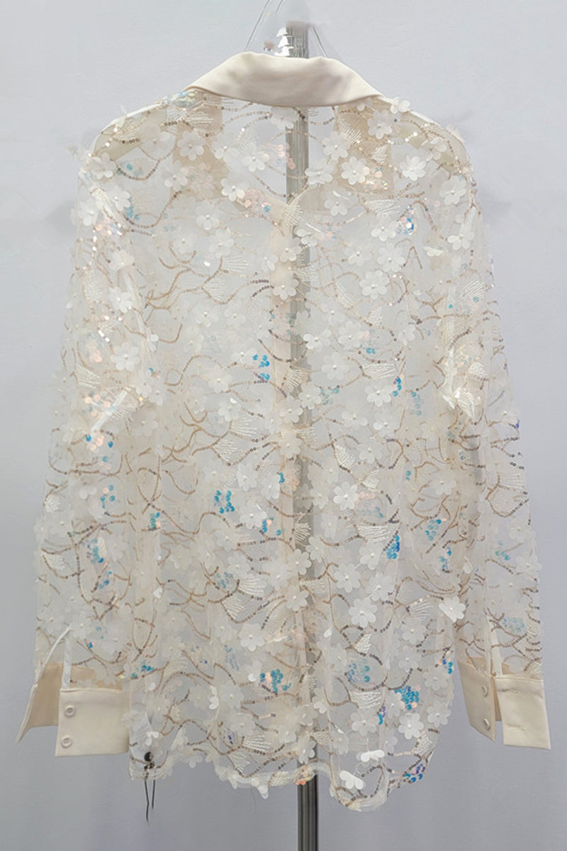 Floral Sheer Button-Up Blouse