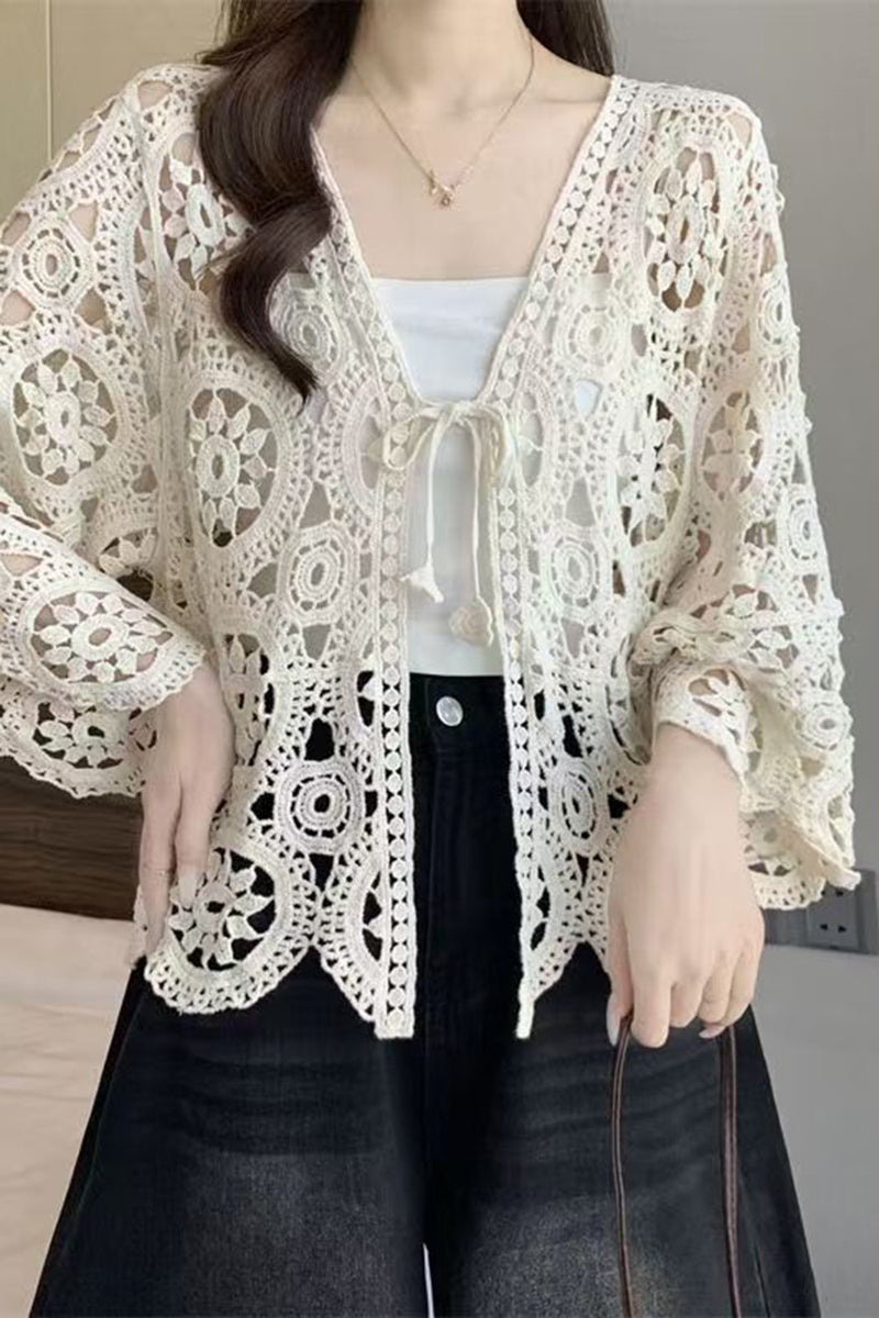 Crochet Open-Front Cardigan