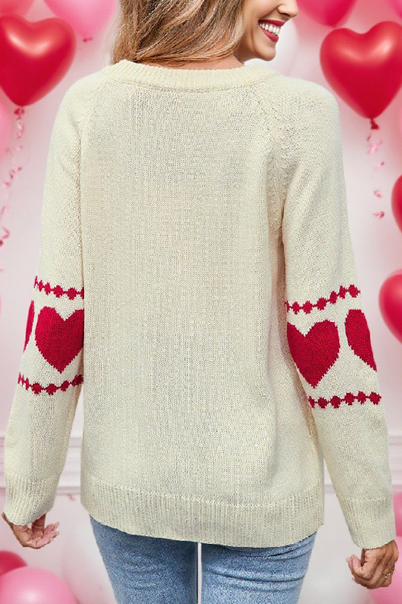Heart Patterned Long Sleeve Sweater