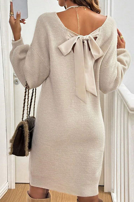 Bow Back Knit Casual Dress