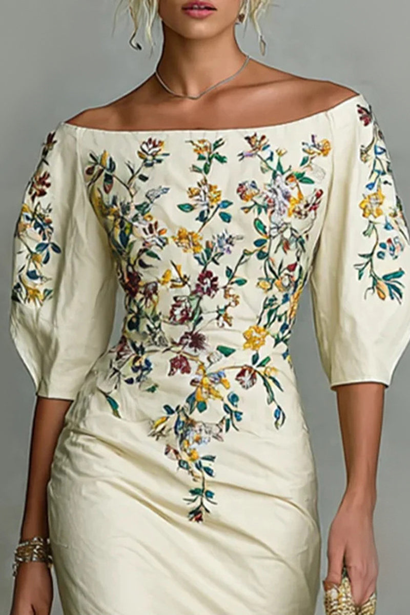 Floral Off-Shoulder Casual Bodycon Dress