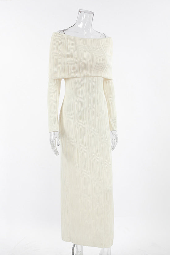 Off-Shoulder Ribbed Casual Dress