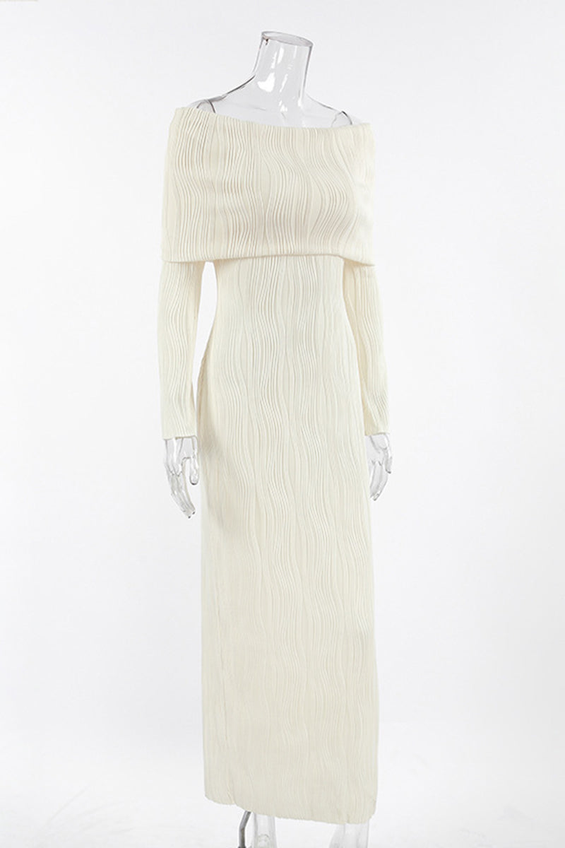 Off-Shoulder Ribbed Casual Dress