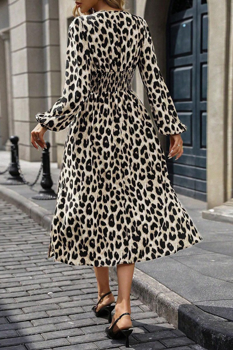 Chic Leopard Print Midi Dress