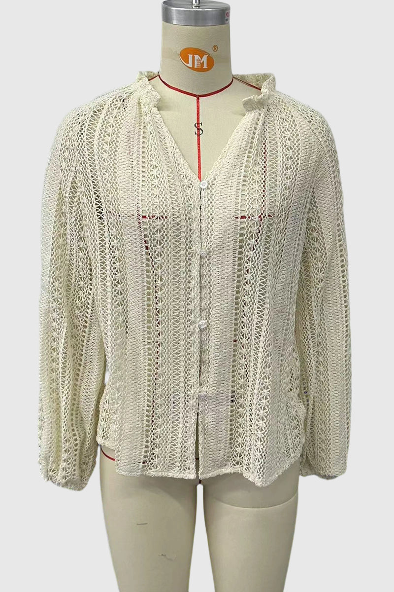 Textured Button-Up Blouse