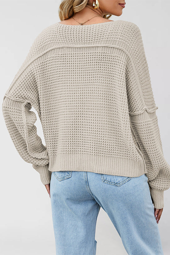 Off-Shoulder Waffle Knit Sweater
