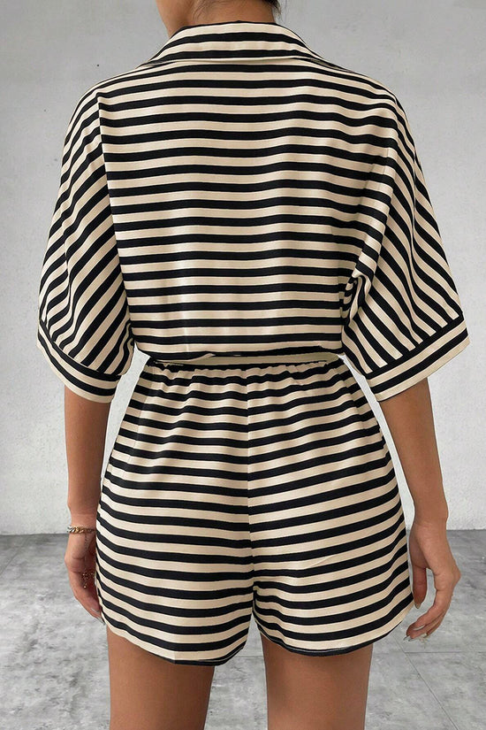 Striped Belted Romper