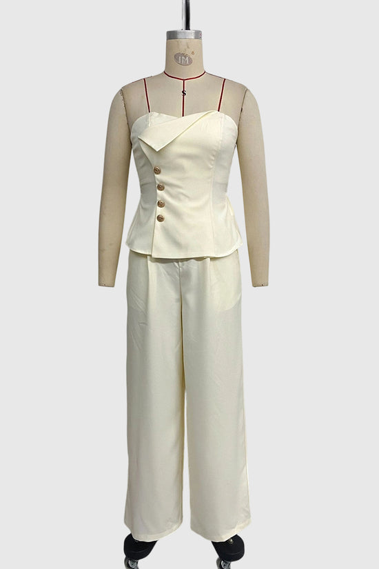 Strapless Buttoned Pants Set