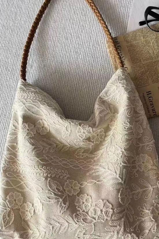 Elegant Lace Handbag with Braided Handle