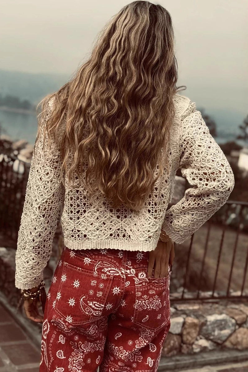 Crochet Patterned Long Sleeve Top