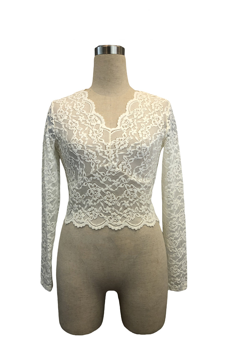 Chic Lace Long Sleeve Crop Top