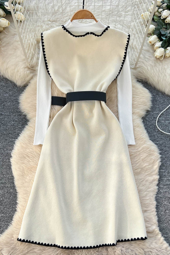 Knit Top and V Neck Dress Set