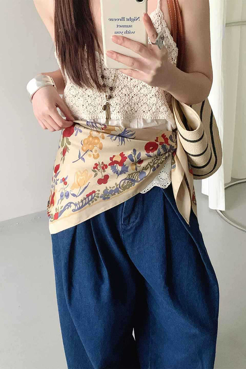 Floral Print Tie-Waist Scarf