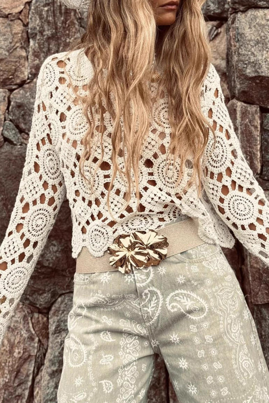 Crochet Patterned Long Sleeve Top