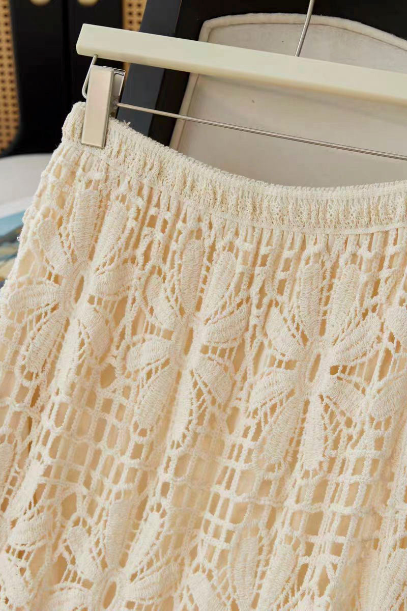 Floral Crochet Midi Skirt