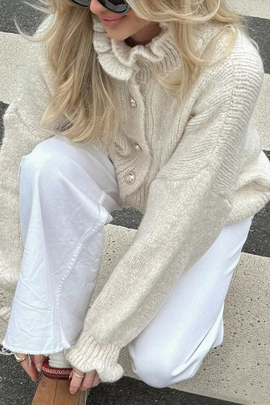 Cozy Frilled Button-Up Cardigan