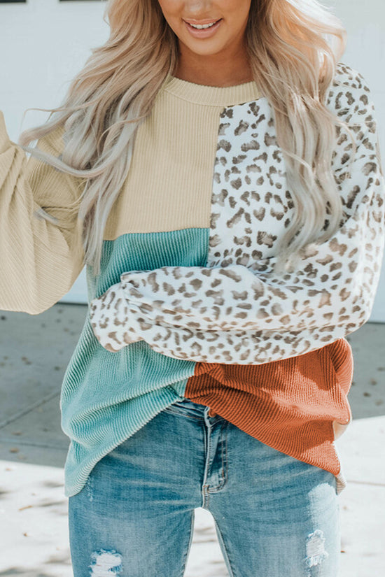 Patchwork Leopard Long Sleeve Top