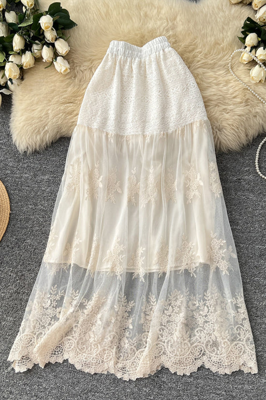 Elegant Lace Midi Skirt
