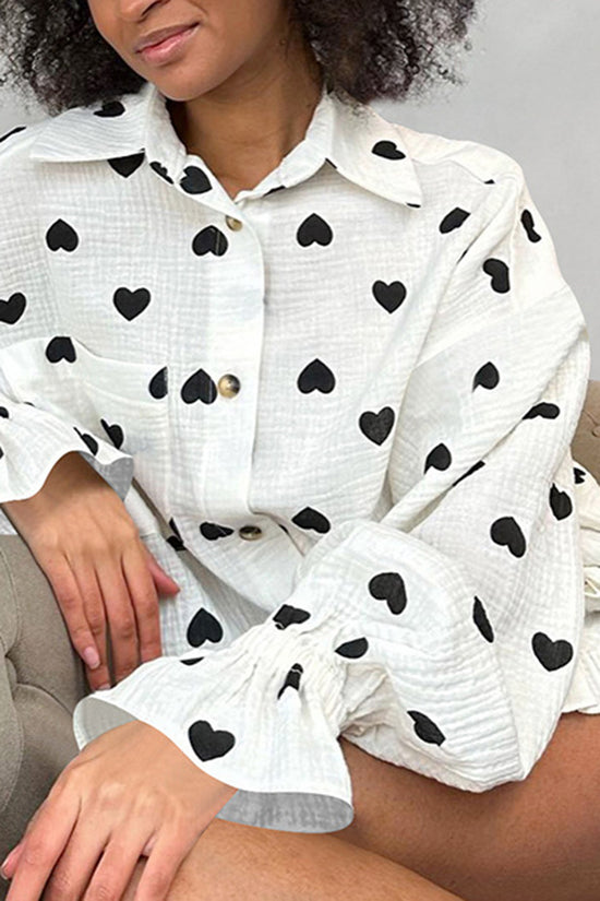 Heart Pattern Pajama Set