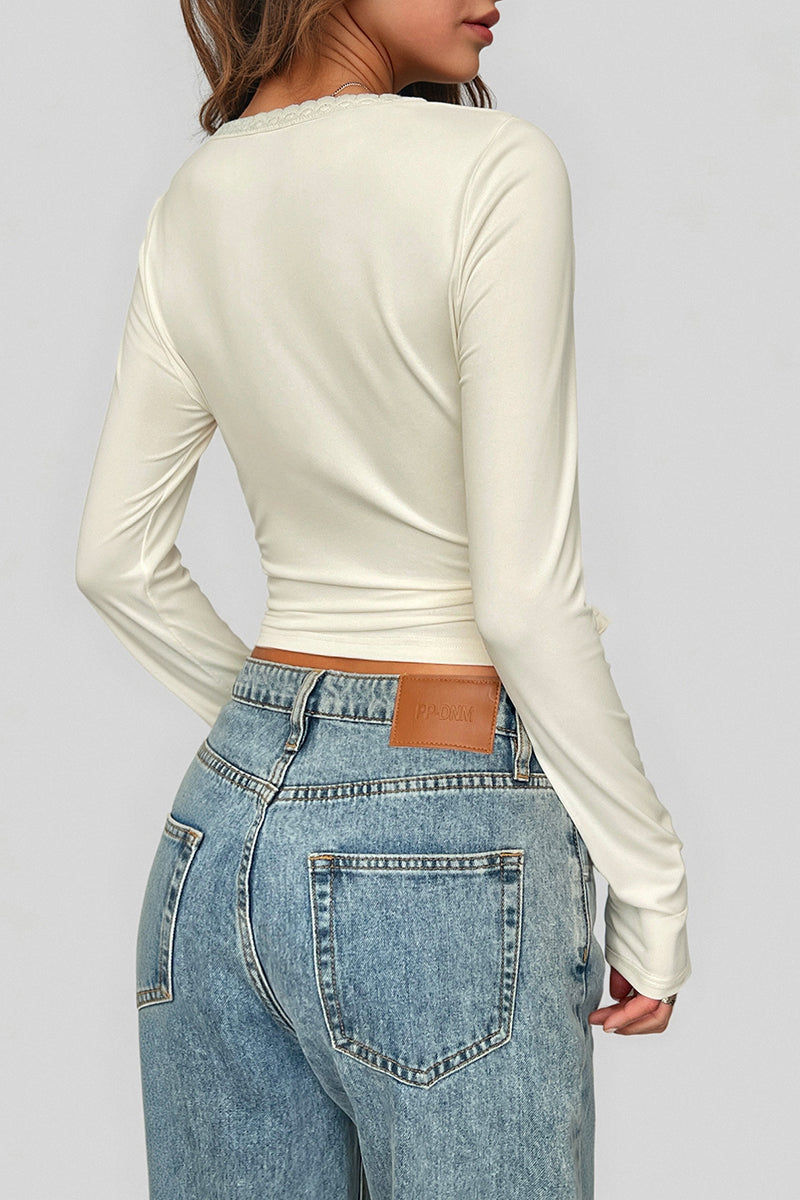 Long Sleeve Elegant Scoop Neck Top