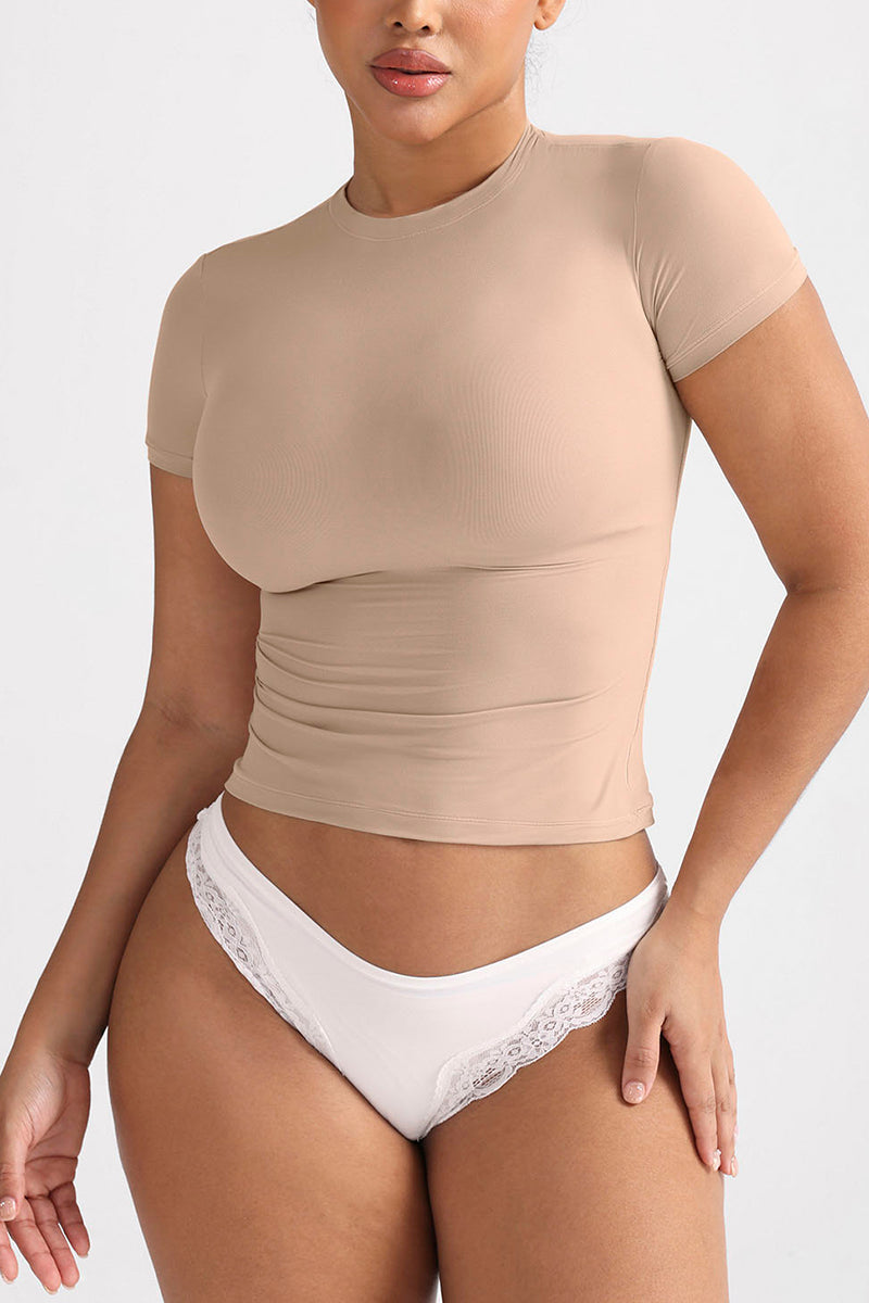 Fitted Short Sleeve Crew Neck Top