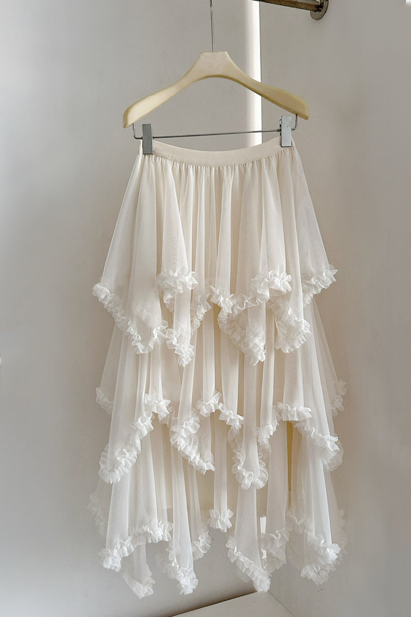 Layered Ruffle Midi Skirt