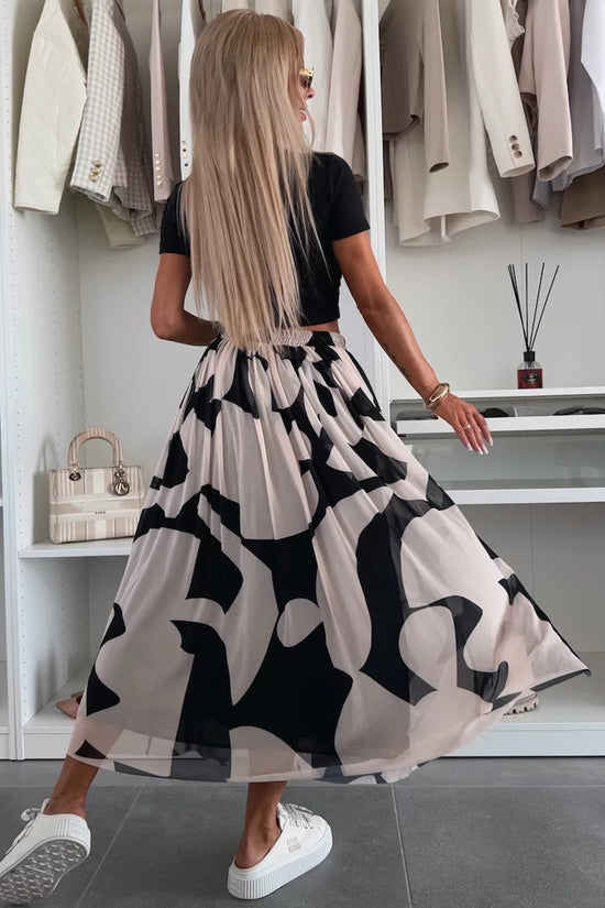 Chic Abstract Pattern Midi Skirt