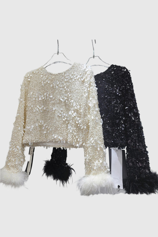 Sequin Embellished Long Sleeve Blouse