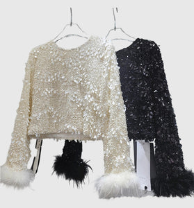 Sequin Embellished Long Sleeve Blouse
