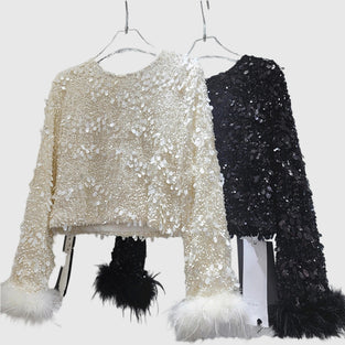 Sequin Embellished Long Sleeve Blouse