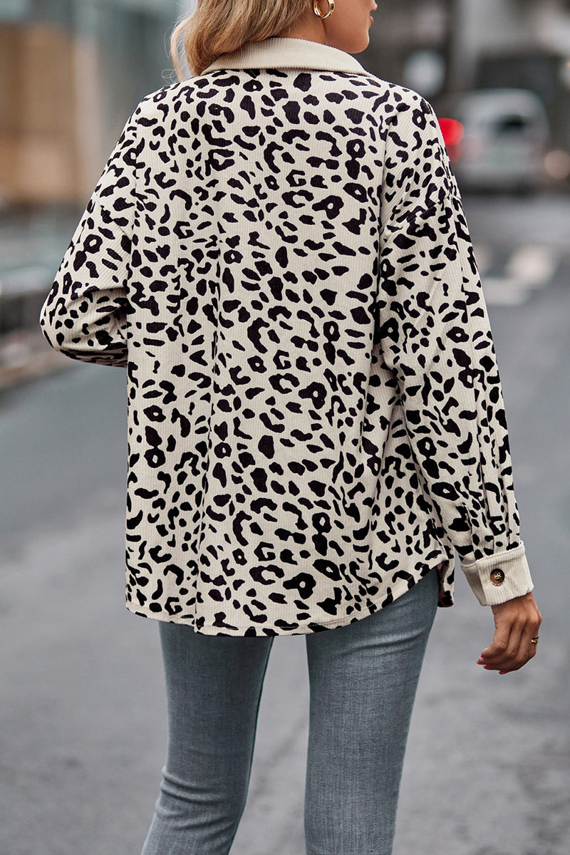 Leopard Print Button-Up Blouse