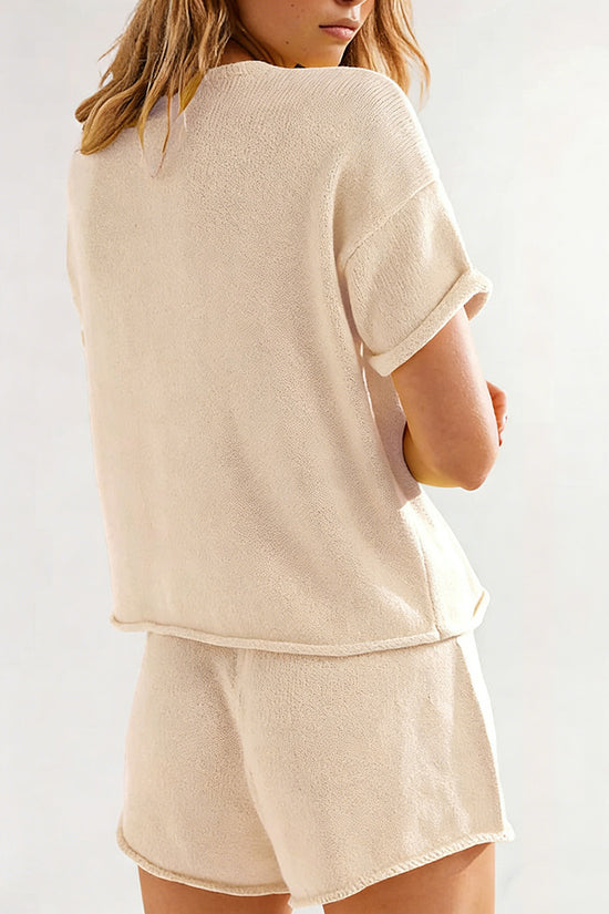 Casual Knit Shorts Set