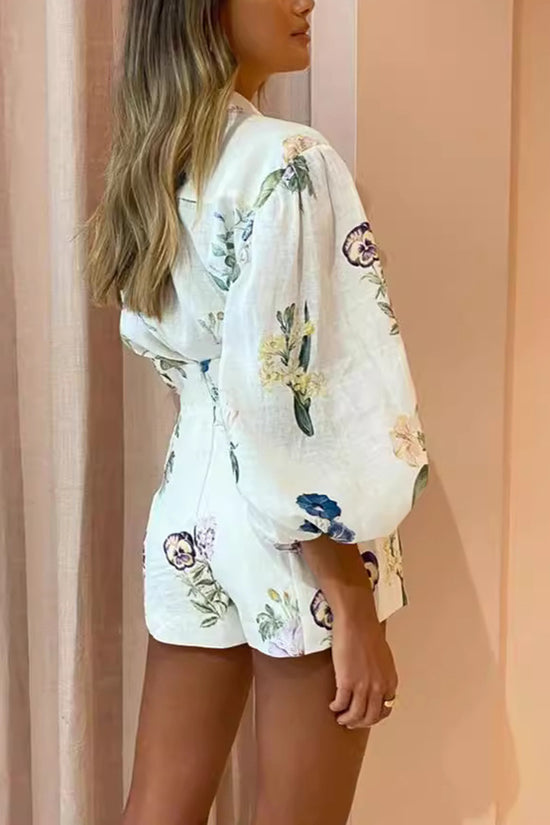 Floral Bliss Long Sleeve Shorts Set