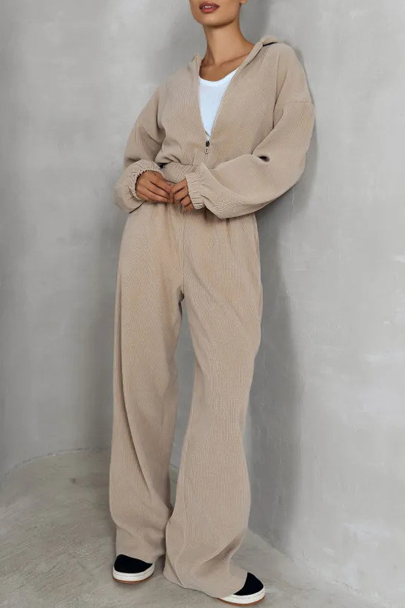 Cozy Zip-Up Hoodie and Wide-Leg Pant Set