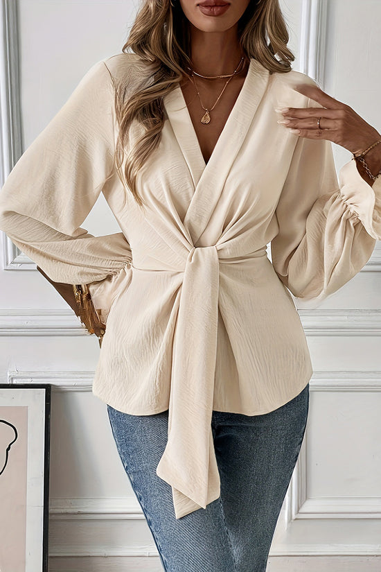 Elegant Wrap Tie Blouse