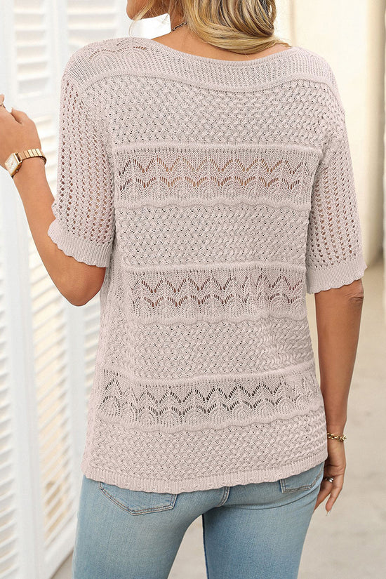 Knit Patterned Short Sleeve Sweater