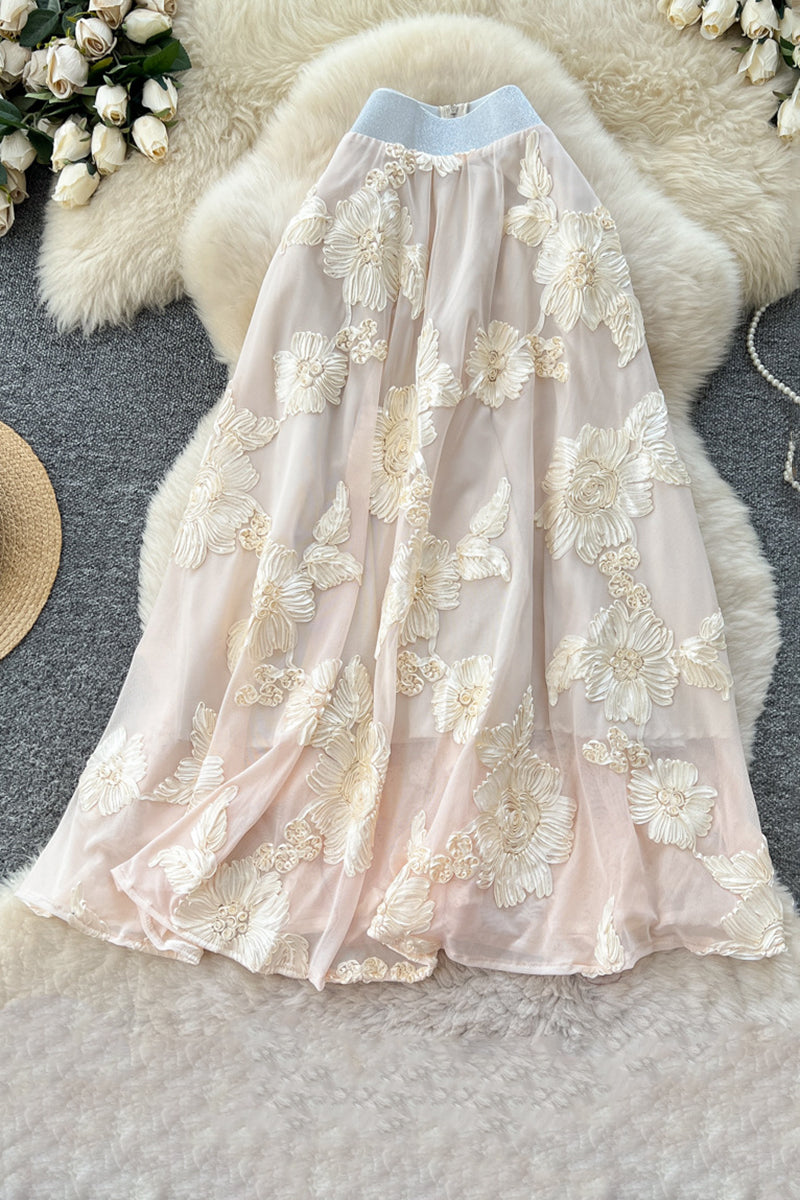 Floral Detail Midi Skirt