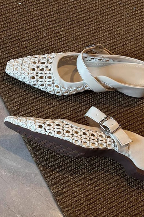 Woven Strap Buckle Mules
