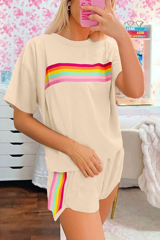 Striped Detail Athleisure 2pcs Short Set