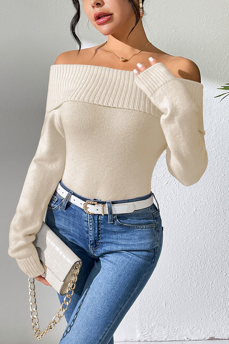 Off-Shoulder Ribbed Sweater