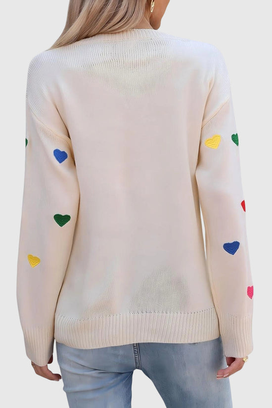 Heart Pattern Long Sleeve Sweater