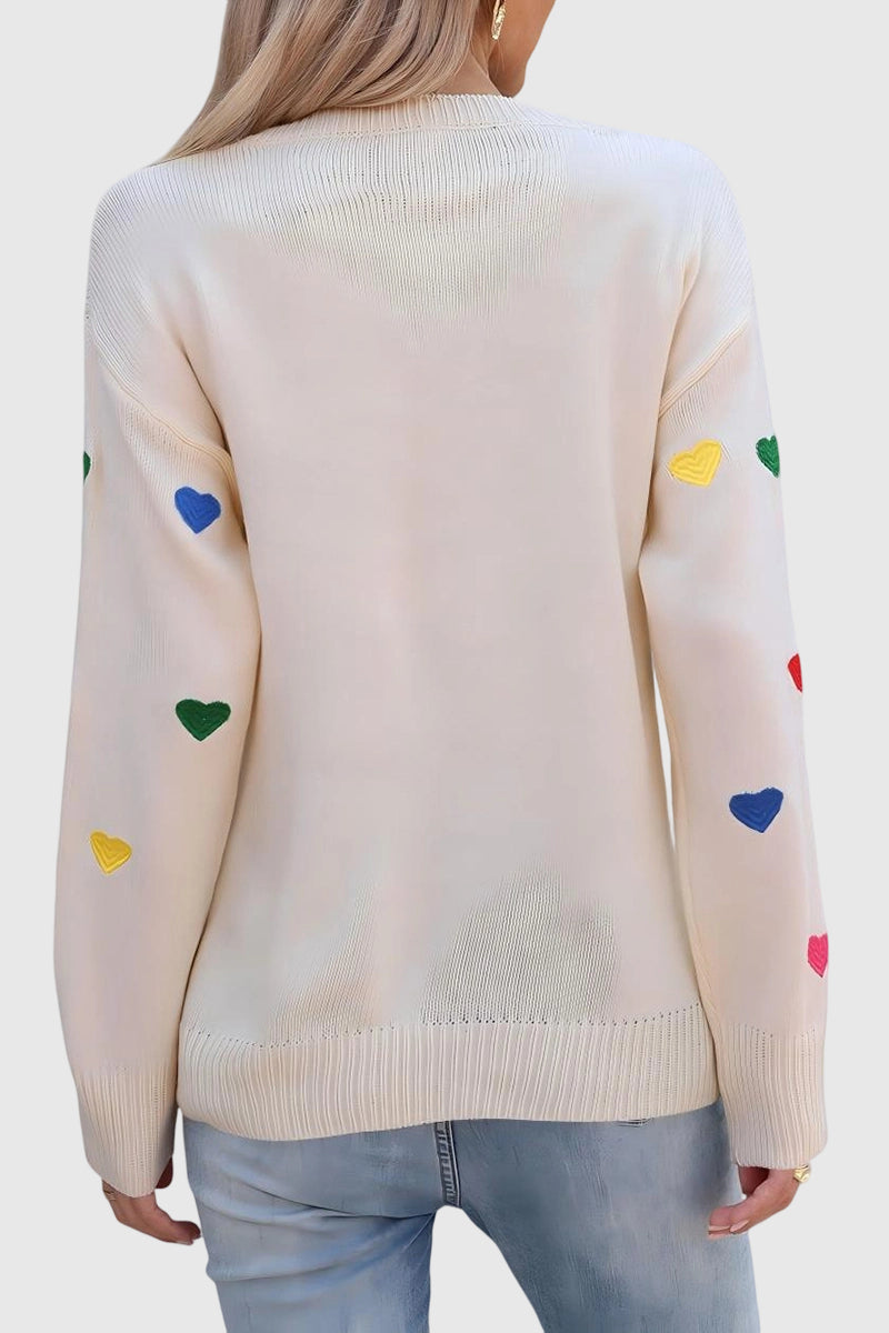 Heart Pattern Long Sleeve Sweater